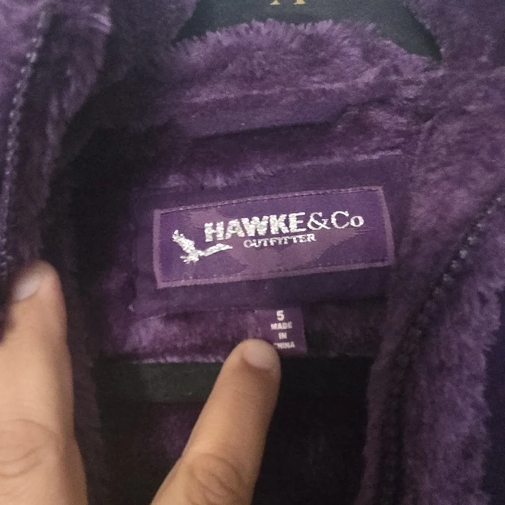 Hawke & Co Deep Purple Faux Fur Hooded Peplum Jacket